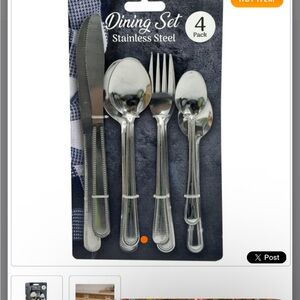 Classic Beaded Stainless Steel 4-Piece Dining Set - Silver